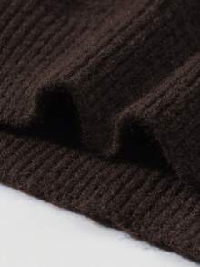 男士休闲拼接 Polo 领套头毛衣，宽松学院风，春秋季长袖上衣 - 棕色 - 查看 9