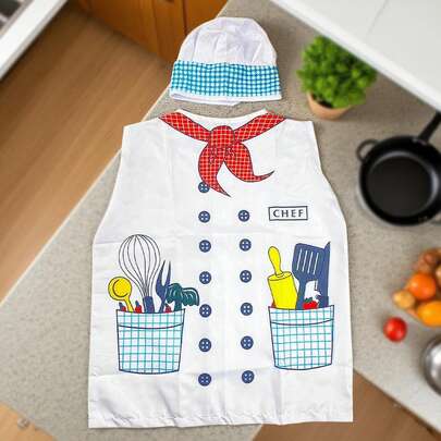 1 套儿童厨师服装装扮过家家玩具、角色扮演游戏、烘焙活动、生日礼物、万圣节服装、圣诞礼物