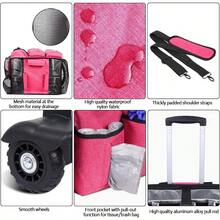 Extra Large Rolling Cleaning Caddy Bag With Detachable Foldable Trolley Portable Cleaning Cart For Housekeeping Cleaning Caddy With Adjustable Shoulder Strap And Multiple Storage Pockets - RoseRed - View 6