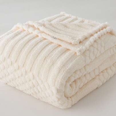 1 件纯色法兰绒毯子，柔软羊毛毯，适用于床、沙发、房间装饰，适合冬季卧室