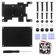 Cover Case With Cooling Fan For Orange Pi 3 LTS, Aluminum Alloy Case With Silicone Heatsinks Cooling Fan - Black - View 2