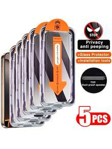 5片装全覆盖隐私屏幕保护膜，兼容 17/17 Air/16/15/14/13/12/11/16 Pro Max/15 Pro Max/Plus/Mini/X/XS/XR/XS Max，9H钢化玻璃膜，兼容Dynamic Island，防刮花，防指纹，兼容手机壳 - 無色 - 查看 13