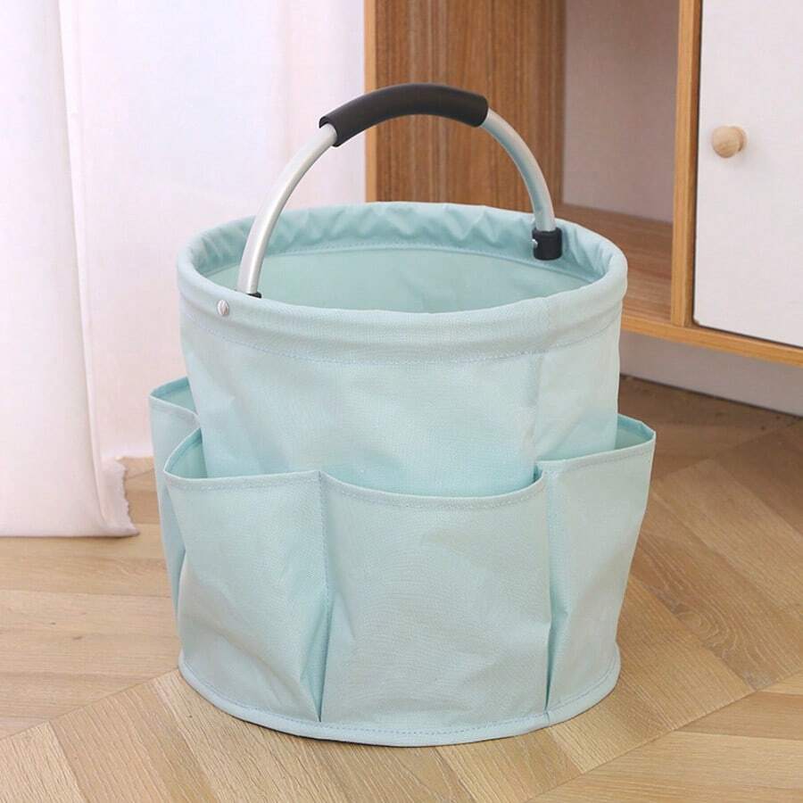 1 pezzo Borsa portaoggetti da giardino con 6 scomparti - In tessuto Oxford durevole, design pieghevole salvaspazio, manico rotondo per un facile trasporto - Cestino portaoggetti essenziale per il giardinaggio domestico e il campeggio all'aperto, organizer per attrezzi da spiaggia, ideale come regalo di Natale