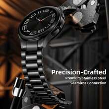 1条银黑色快拆金属表带，兼容三星Galaxy Watch 7、Galaxy Watch 6（6 Classic 47mm/43mm）、5/4（44mm/40mm）、FE/5 Pro（45mm）、4 Classic（46mm/42mm），不锈钢材质，男女通用，20mm - 黑色 - 查看 2