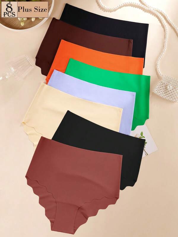 8 Pack Premium Qualität Damen Große Größen Hoher Bund Dreieck Höschen für europäischen und amerikanischen Stil. Bequem, sexy, aus Eisseide gefertigt, nahtlos, elegante und verspielte Damen Unterwäsche Unterteil. Nahtlos und glatt maskenähnliche Unterhosen. Hautfreundlich, bequem,