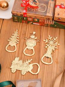 1/4pcs Christmas Bottle Opener, Christmas Gift, Snowman, Christmas Tree, Snowflake Christmas Gift Car Bottle Opener