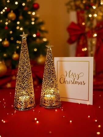 1pc Christmas Candle Holder Fits Tea Lights Suitable For Gifts, Festivals, Parties, Home & Hotel