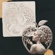 Moldes de silicona DIY para manualidades, con diseños de corazón, cisne, llave, candado, manzana y niña, moldes dedicados para gotas de cristal - Gris Claro - Ver 8