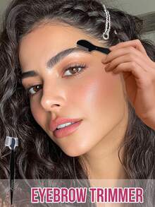 Misslyn眉毛修剪器，锋利，贴合眉形，防滑，便携，新手友好，眼妆，眉毛，眉毛修饰，眉形塑造，3D眼妆，学生，初学者，打造自然眉形 - 黑色 - 查看 2