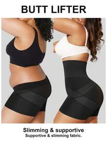 1 件女士无缝束腰束腿黑色塑身裤 - 黑色 - 查看 6