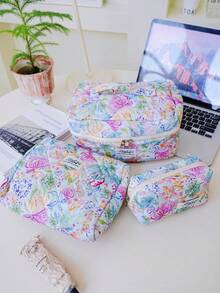 1 件装彩色墨水油画图案高端绗缝化妆包，时尚休闲大容量便携拉链化妆包，旅行文具收纳包，度假必备化妆包，可收纳粉底液、有线耳机、耳塞、头戴式耳机、充电器、口红、化妆品、香水、护肤品和美容产品，家居装饰，适合妈妈、女性、护士、学生、女学生、钥匙等，节日礼物，化妆品收纳包，旅行，化妆包，梳妆台，旅行必备，化妆包，旅行必备，化妆配件，小化妆包，大容量，大化妆包，圣诞礼物，旅行，送给女性的旅行必备礼物，化妆包，手拿包/小手提包，化妆品收纳包，刷子架，迷你化妆包，大容量化妆包，送给女性的礼物，圣诞节礼物、女士礼物推荐、化妆包、旅行必备 - 彩色 - 查看 10