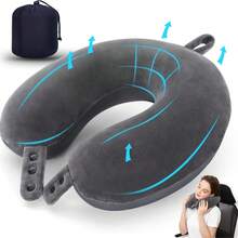 Memory Foam Travel Neck Pillow, Best Airplane Pillow With Soft Adjustable Head Support, Suitable For Airplane, Car And Home Recliner - Grey - View 7
