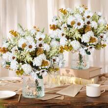 1/3/80PCS Artificial Hydrangea Flowers Silk Peony Bouquets Fake Roses For Spring Wedding Vase For Home, Dining Room, Bedroom,Kitchen,Room Decorations, Festival Birthday Party Accessories, Outdoor Garden Decorations, Flower Bouquet, Table Decoration, Fake Plant, Bedroom Decorroom Decor Bedroom, Winter Home Decoration - White - View 1