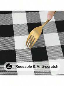 Smiry Round Picnic Table Cloth, Elastic Waterproof Fitted Vinyl Tablecloth 36-44 Tables, Flannel Backed Buffalo Plaid Table Covers Dining, Camping, Outdoor, Black And White Summer Birthday Gifts Wedding Beach Back To School School Supplies Room Decor