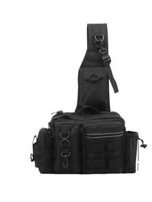 1pc Premium Nylon Fishing Backpack - Multi-Functional Chest Bag With Adjustable Strap, Padded Shoulder Pads, And Multiple Compartments - Ideal For Fishing, Hiking, Camping, And Outdoor Adventures