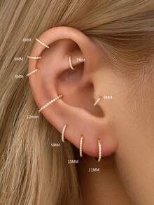 1 Stück 925 Sterling Silber 18G CZ Scharnier-Creolen - Knorpel-Creolen, Helix-Creolen, Nasen-Piercing, Septum-Ring, nahtlose Clicker, winzige Creolen-Ohrringe, Daith-Creolen, Tragus-Creolen, Conch-Piercings, silberne nahtlose Knorpel-Ohrringe, geeignet für den täglichen Gebrauch für Frauen und Männer (6-12mm), weiches Sterling Silber - mit Vorsicht behandeln