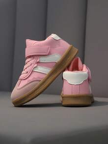 1 par de zapatillas deportivas de moda clásicas para bebé con diseño de gancho y bucle de media caña, adecuadas para todas las estaciones