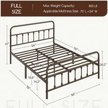 Butterslay Vintage Industrial Metal Platform Bed Frame - 12 Iron Slats Support, 12.6'' Underbed Storage & High Headboard/Footboard, No Box Spring Needed, Twin/Queen/King/Full - Đồng - Xem 10