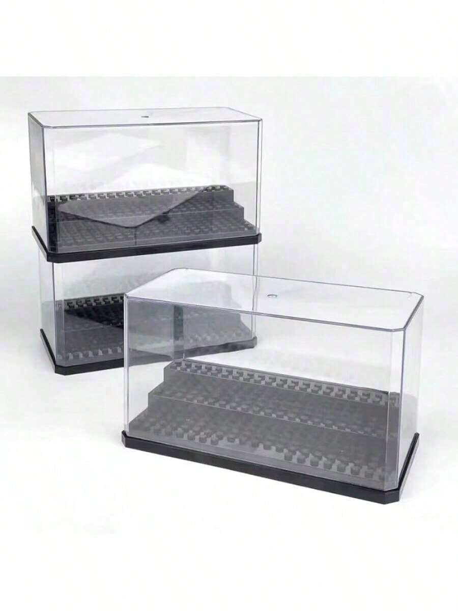 Building Block Minifigure Display Box Transparent Acrylic Display Box Assembly Alternative To Glass Box Plastic Dust-Proof Protection With Matte Black Base Storage Organization Action Figure Desktop Collection Ornament - Minifigure Display Box - View 1