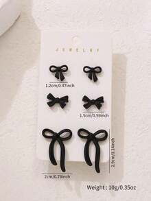 6pcs/Set Vintage Elegant Butterfly Stud Earrings, Unique Hollow Butterfly Design, Suitable For Daily, Vacation And All Season Commute, Ideal Holiday Jewelry Gift - màu đen - Xem 3