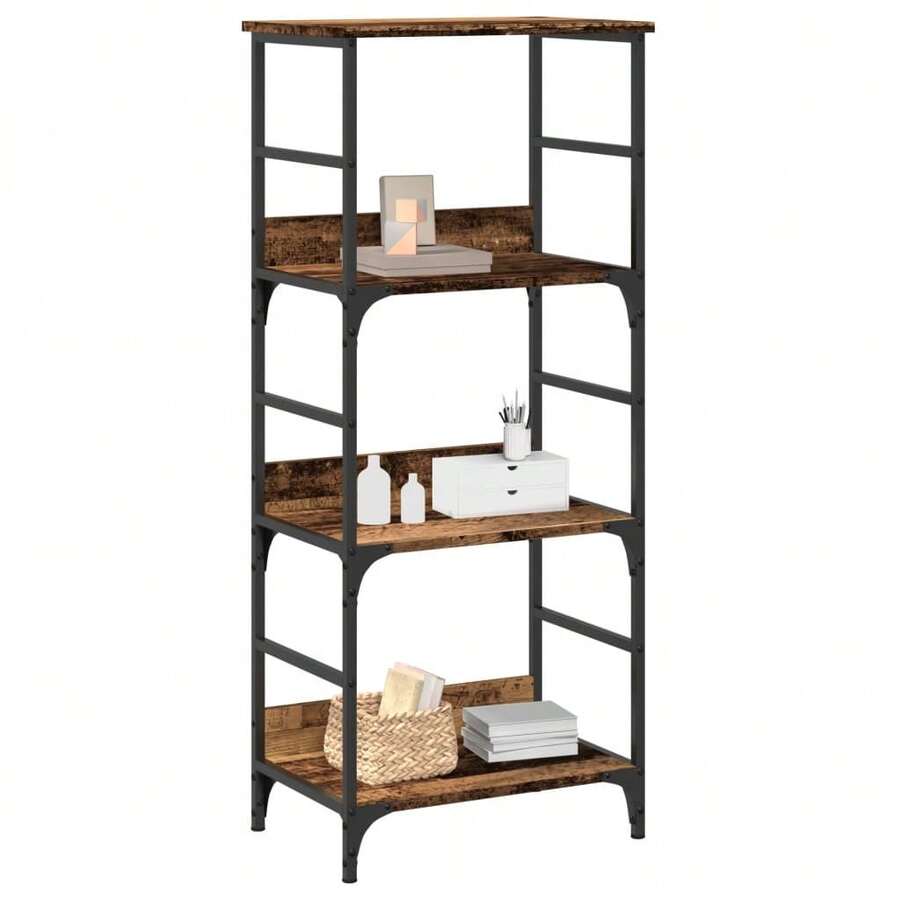 Libreria Larryhot in legno vecchio 50x33x117,5 cm in legno ingegnerizzato, resistente e durevole, facile da montare, stile decorativo, adattA, Per riporre soprammobili, statuette, libri, piccoli oggetti, ecc. - Castano - Visualizzare 1