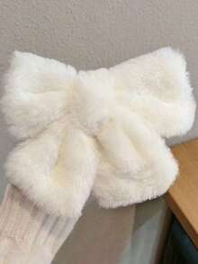 Solid Color Plush Big Bow Hair Clip, Plush Hairpin Barrette, Fluffy Hair Claw Clip Hair Accessory, Hair Slide, Hair Barrettes, Winter Accessories Women, Hair Accessories, Head Accessories - Multicolor - View 18