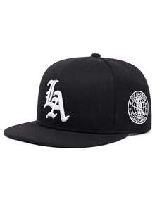 2025 Simple And Creative New Flat Brimmed Hat LA Letter Side Earth Embroidery Outdoor Leisure Sports Sunshade Hat Men's Street Pop Hip Hop Hat Street Dance Fashion Skateboard Hat Women's Daily Life Casual Wear Decorative Hat Adjustable Baseball Hat