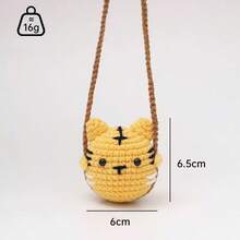 1pc Charming Crochet Animal Car Rearview Mirror Hanging Decor - Green Smiling Frog, Yellow Duckling Multicolor Animal Woven Rope Design, Handmade Fabric Car And Bag Decoration, Fun Animal Decor, Gift - Multicolor - View 21