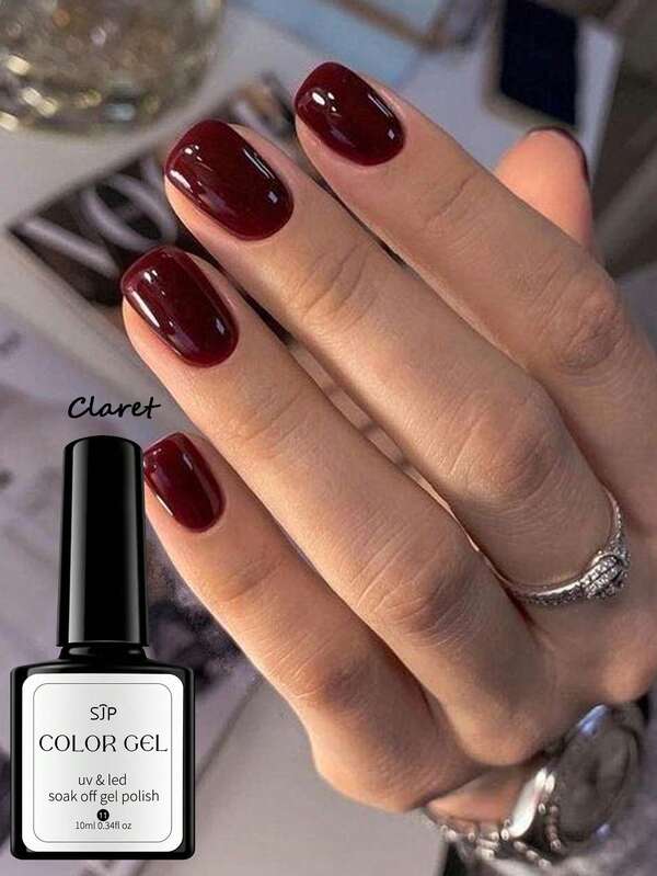 10ml Gel Nail Polish, French Manicure, Burgundy Series, Semi-Permanent UV Gel, Chocolate, Autumn/Winter Nail Gel, Burgundy Y2K Winter Base Coat, Removable UV LED, Halloween Nail Polish DIY Nail Art Tools For Home And Salon Use, Christmas Nail Care Gift For Women