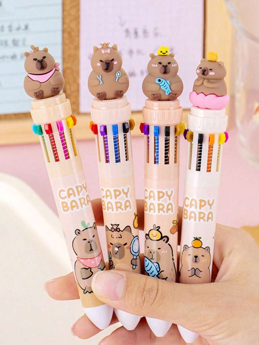 Random Cute Capybara Animal Shaped Ballpoint Pens, 10 Colors, Student Reward, Gift. Suitable For Office, School Prizes. Campus Writing Tool, Back To School, Halloween, Christmas Gifts