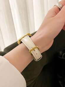 Huastonband 時尚設計師 D 字金色金屬裝飾軟棕色錶帶，適用於 Ultra 2 1 SE S9 8 7 6 5 4 3 2 1 系列，男女通用替換智慧手錶腕帶 38mm 40mm 41mm 42mm 44mm 45mm 49mm - 杏色 - 查看 10