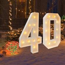 40 Light Up Numbers, 40th Birthday Party Decoration, Light Up Numbers For Birthday Decorations - White - View 3
