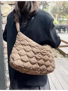 1 pieza Bolso de hombro plisado tipo nube para mujer, bolso cruzado casual de gran capacidad, diseño de otoño/invierno 2025