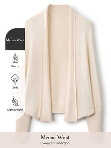 Women's Merino Wool Cardigan Sweater 2025 Fall Winter Sweater Open Front Batwing Sleeve Knit Slouchy Cardigan Sweater