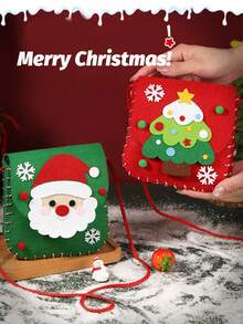 1pc Christmas Gift Bag, Handmade Mini Shoulder Bag, Felt Christmas Gift Bag, DIY Craft Kit, Christmas Eve Apple Bag, Candy Bag, Handmade Gift Suitable For Children