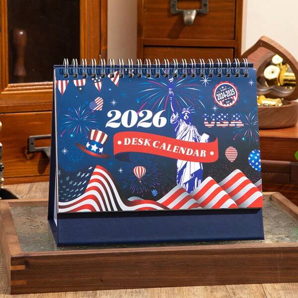 Desk Calendar 2026, 18 Month School Year Calendar, Monthly Desk Planner Calendar Thick Paper Twin Wire Binding With Stickers, Ample Blocks, Notes For Home Office