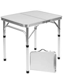 360° Portable Folding Garden Dining Table, Heavy Duty Aluminum Table, Multifunction Work Table, Large Outdoor Garden Dining Table - 銀色 - 查看 1