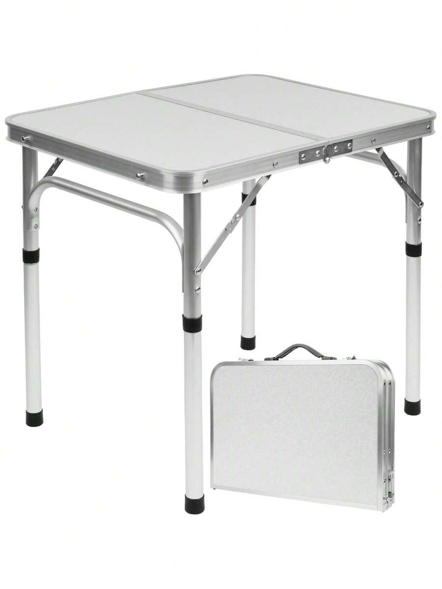 360° Portable Folding Garden Dining Table, Heavy Duty Aluminum Table, Multifunction Work Table, Large Outdoor Garden Dining Table - 銀色 - 查看 1