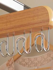 1PC Multi-Functional Wooden Coat Hooks, Coat Rack, Closet Organizer, 8 Hooks, 360 Degree Rotating Angle, Space Saving Bra Hook, Storage For Hanging Clothes Like Tops, Underwear, Bras, Breastplates, Hats, Ties, Strap,Vest,Etc.Traceless Clothes Drying Rack,Spring,Minimalist,Summer Tops - Multicolor - View 3