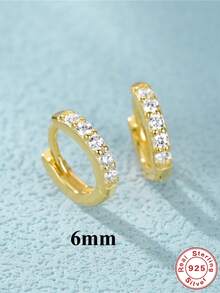 EleRunis 1对925纯银经典立方氧化锆耳环，尺寸5毫米-10毫米，18K镀金迷你耳骨耳环，适合女士日常佩戴 - 金色 - 查看 11