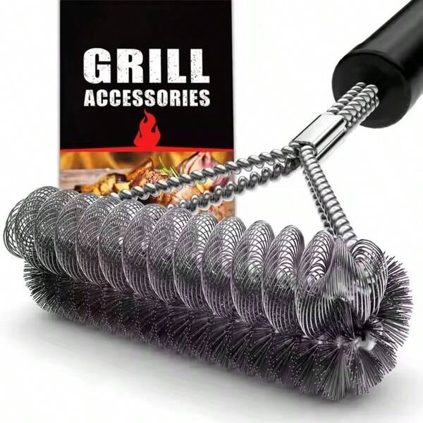 17" Stainless Steel BBQ Grill Brush - Bristle-Free, & Efficient Cleaning Tool For All Grills, Perfect Gift For Outdoor Cooking Enthusiasts, Wire Combined, BBQ Accessories Gifts For Men