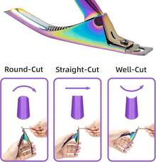 Yaya Acrylic False Nail With Magnets, Nail Tip Cutter With Length Measurement, 15Pcs Magnets () - Cầu vồng - Xem 3