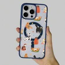 Katze-Muster Handyhülle mit magnetischer Ladefunktion kompatibel für iPhone 17, 16, 15, 14, 13, 12 und 11 Pro Modelle schockproof, fingerabdruckresistent, rutschfest und kratzfest leicht zu transportieren mit starker magnetischer Haftung das perfekte Geschenk für Familie, Freunde, Kinder, Freund oder Freundin ideal für Geburtstage, Weihnachten, Ostern, Valentinstag und andere Feiertage