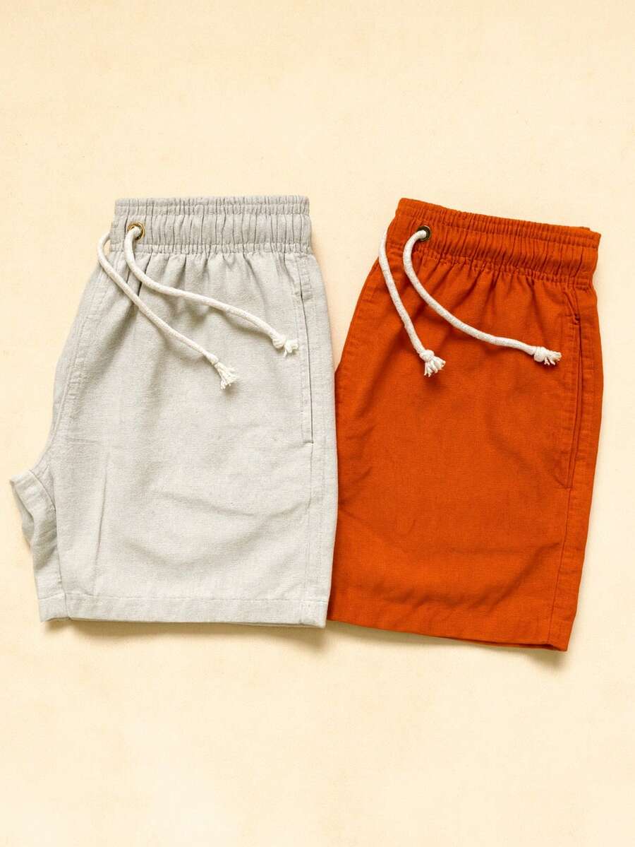 Kit Of 2 Premium Linen Shorts Maurucinho Men's Linen Shorts Kit Of 2 Bermuda Shorts Summer End Of Year - trái cam - Xem 1