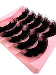 AMSDCN 2 Boxes Of 5 Pairs Of Fluffy Long Eyelashes 3D Artificial Mink Eyelashes Natural Fake Eyelashes Dramatic Softness Curly Eyelashes Eyelash Extension Makeup - Mi tự nhiên - Xem 3