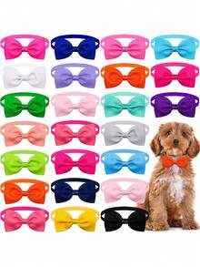20 Pezzi Cravatte, Papillon, Collari Per Gatto E Cane Di Colore Solido Semplice, Con Lunghezza Regolabile E Vari Colori Per Accessori Per Animali Domestici Spediti Casulamente