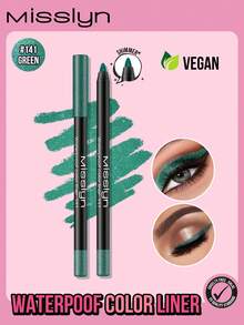 Misslyn 防水彩色眼线液，持久显色，质地柔滑滋润，哑光、珠光、闪光三种妆效可选，轻松打造浓郁精准的线条，可用卷笔刀削尖，防晕染、防水、持久、防汗，显色度高。品牌：彩妆
