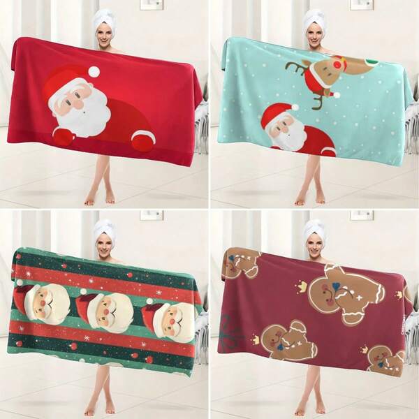 1 Toalha de Banho com Tema Natalino Elegante. Altamente Absorvente, Ultra Macia e Leve. Acessório de Banheiro. O Presente Perfeito para o seu Parceiro e Imprescindível para o Banheiro de sua Casa. Toalhas de Banho para Salão de Beleza, Hotel, Esportes, Essenciais Domésticos, Toalha, Cuidados com a Pele