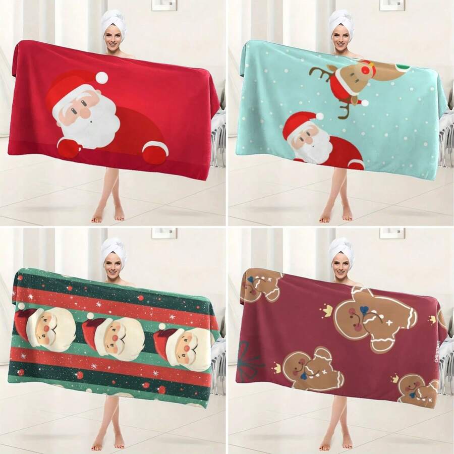 1 Toalha de Banho com Tema Natalino Elegante. Altamente Absorvente, Ultra Macia e Leve. Acessório de Banheiro. O Presente Perfeito para o seu Parceiro e Imprescindível para o Banheiro de sua Casa. Toalhas de Banho para Salão de Beleza, Hotel, Esportes, Essenciais Domésticos, Toalha, Cuidados com a Pele
