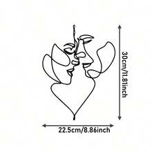 1PC Abstract Couple Face Line Wall Art, Lovers Face Lines Modern Black Metal Wall Home Decor Hanging Wall Art For Home Decoration, Bedroom, Dinner Room, Bathroom Living Room,3 Sizes Available